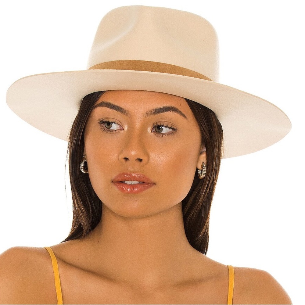 NWT LACK OF COLOR The Mirage Fedora Hat Ivory Wool w Suede Trim Sz Small 55 CM